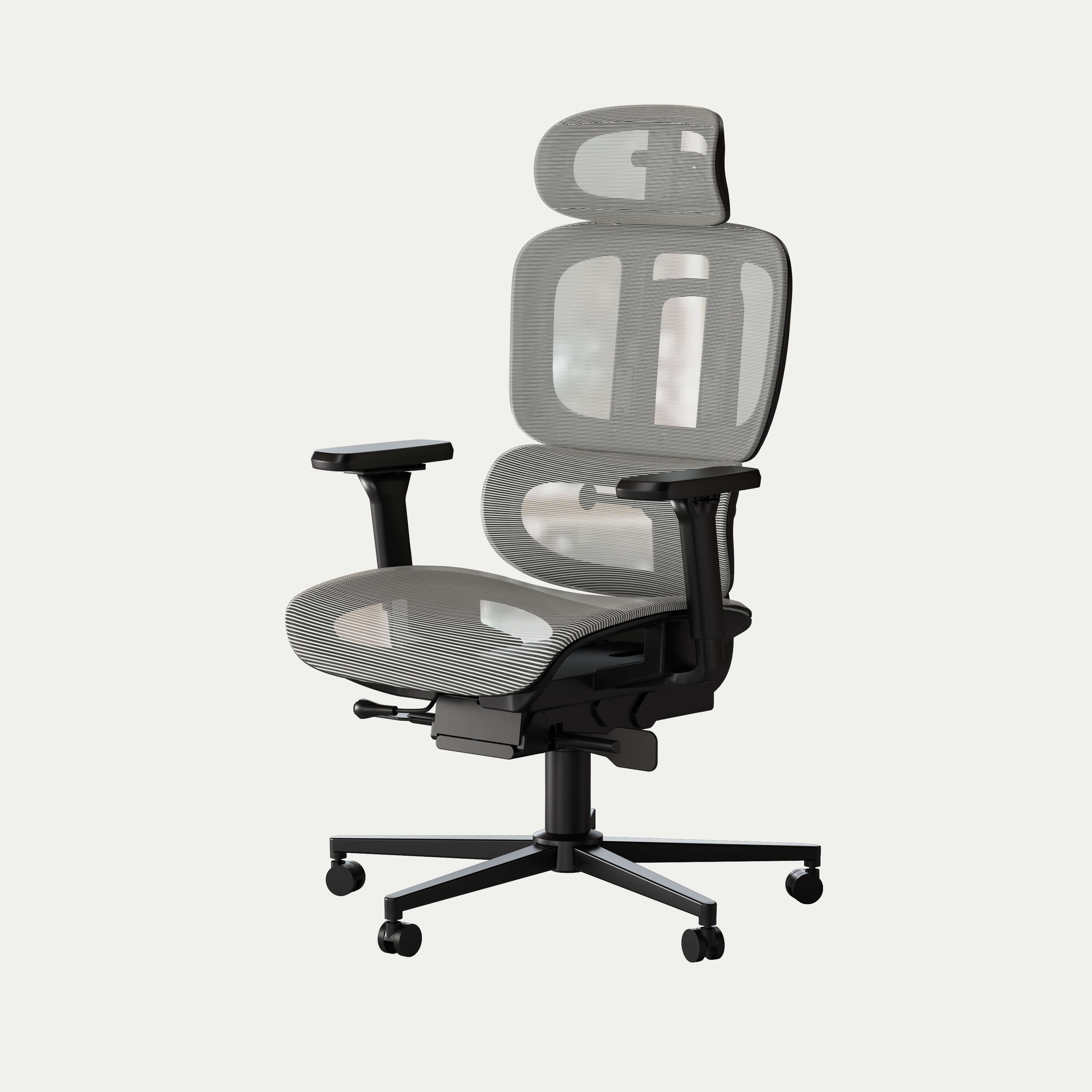 Ergonomischer Stuhl mit Kopfstütze und Lendenwirbelstütze - Grau
