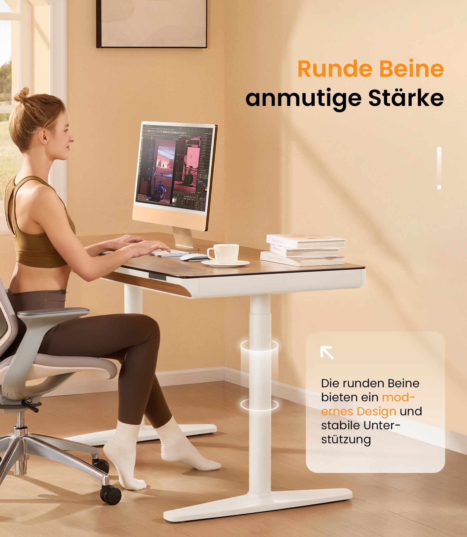 Maidesite Yoga - Höhenverstellbarer Schreibtisch mit Tischplatte