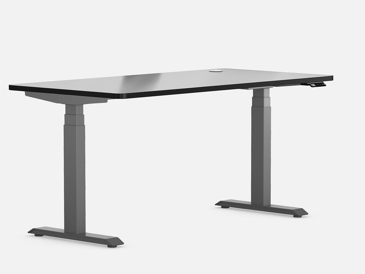 Maidesite T2 Pro Max elektrisch höhenverstellbarer Schreibtisch graues Gestell schwarze Tischplatte