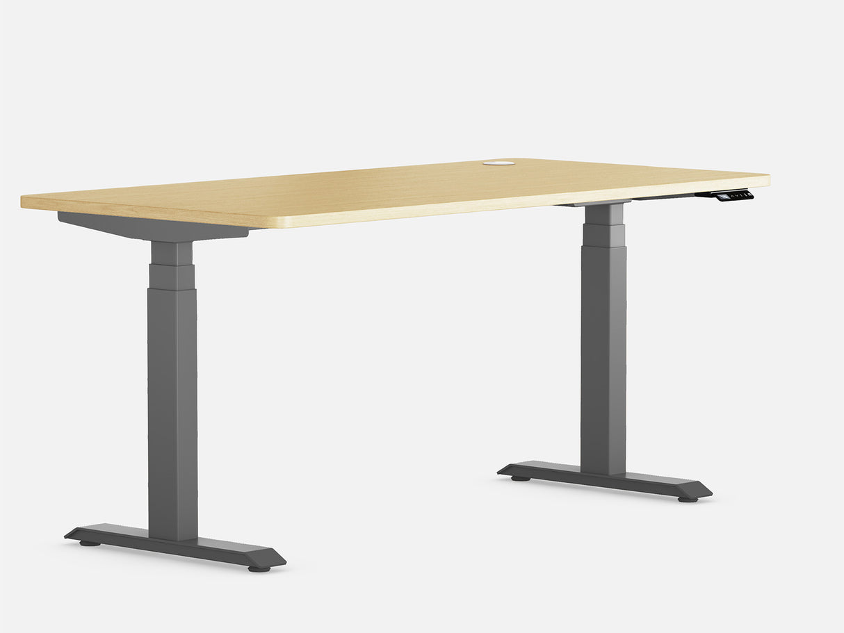 Maidesite T2 Pro Max elektrisch höhenverstellbarer Schreibtisch graues Gestell Eiche Tischplatte