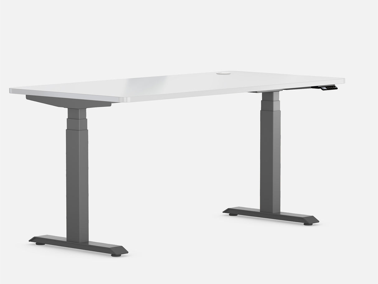 Maidesite T2 Pro Max elektrisch höhenverstellbarer Schreibtisch graues Gestell weiße Tischplatte