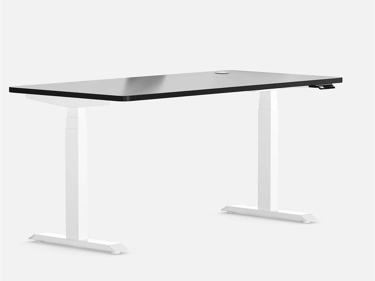 Maidesite T2 Pro Max elektrisch höhenverstellbarer Schreibtisch weißes Tischgestell schwarze Tischplatte für den Einsatz im Büro