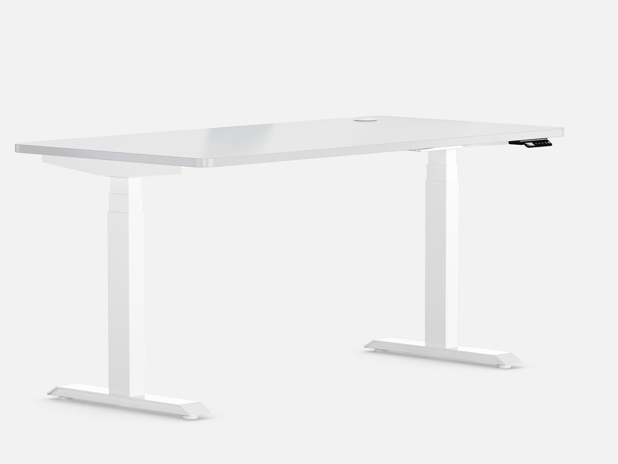 Maidesite T2 Pro Max elektrisch höhenverstellbarer Schreibtisch weißes Tischgestell weiße Tischplatte