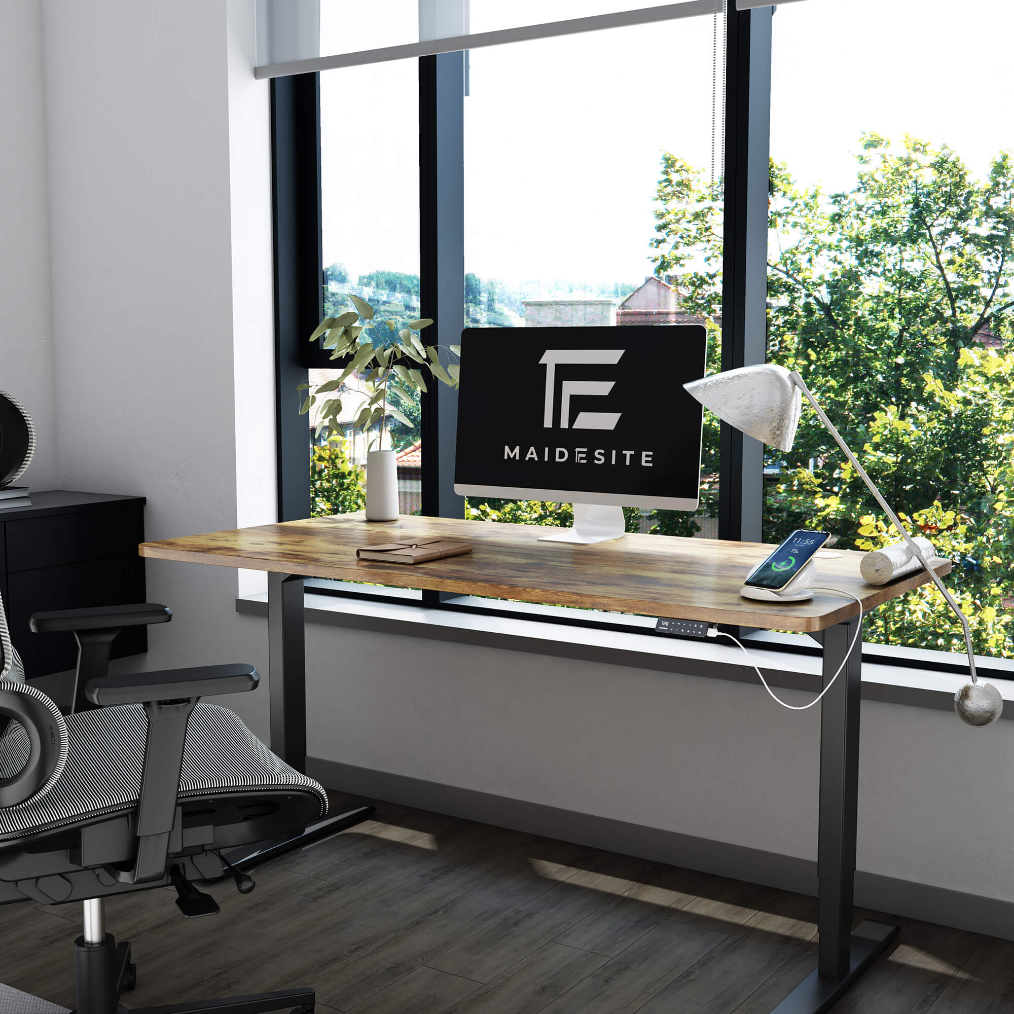 Schwarz-Elektrisch höhenverstellbarer Schreibtisch für das Home Office