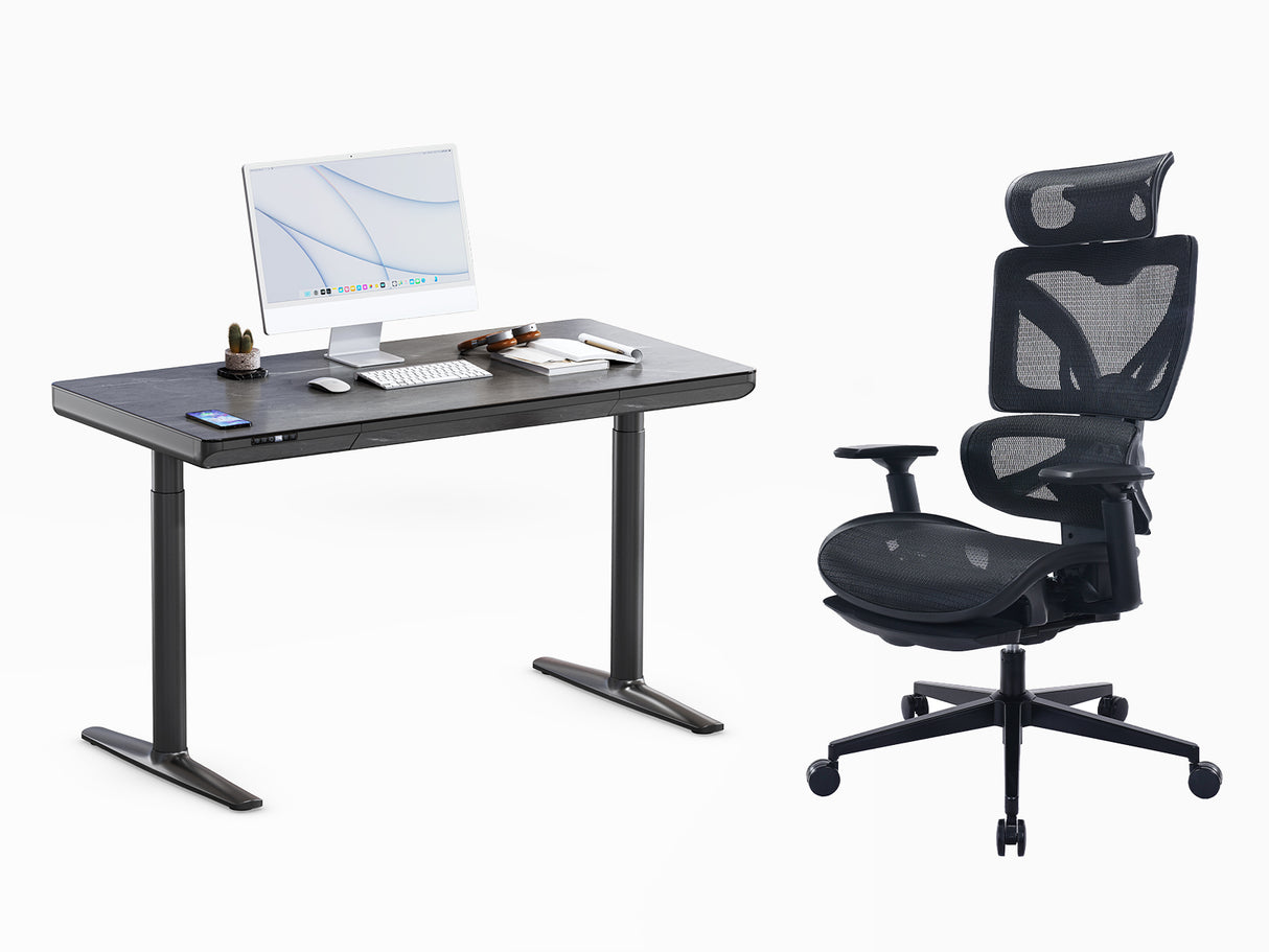 ErgoSet Yoga Schreibtisch & EC6  Bürostuhl