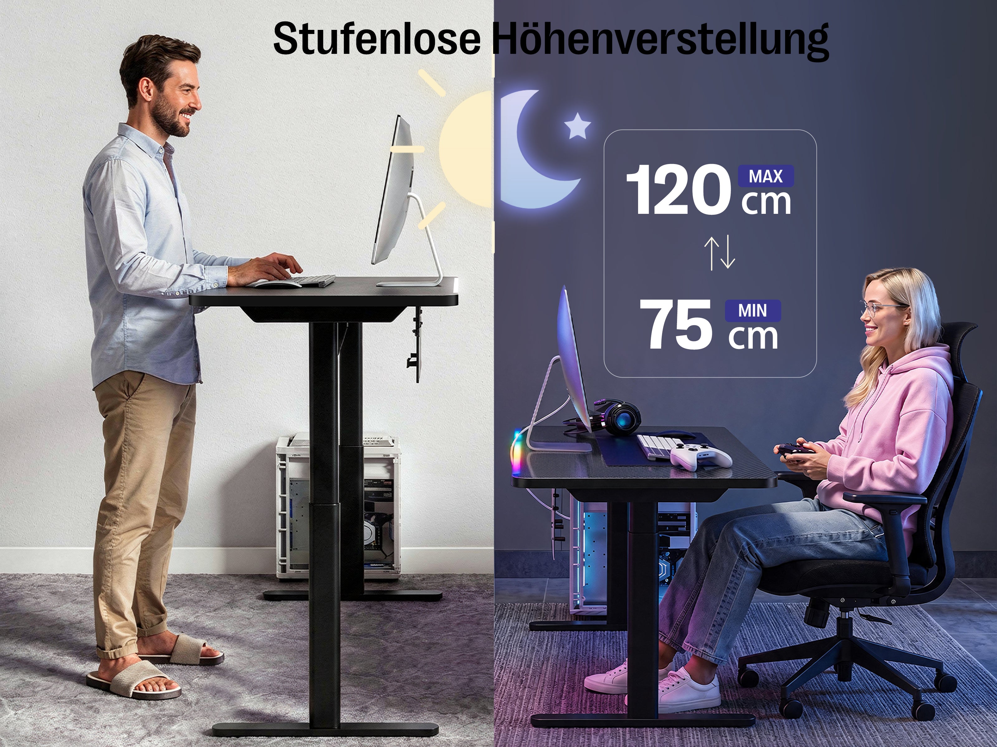 Maidesite Rainbow - Smart höhenverstellbarer Tisch mit RGB-Lichtleiste