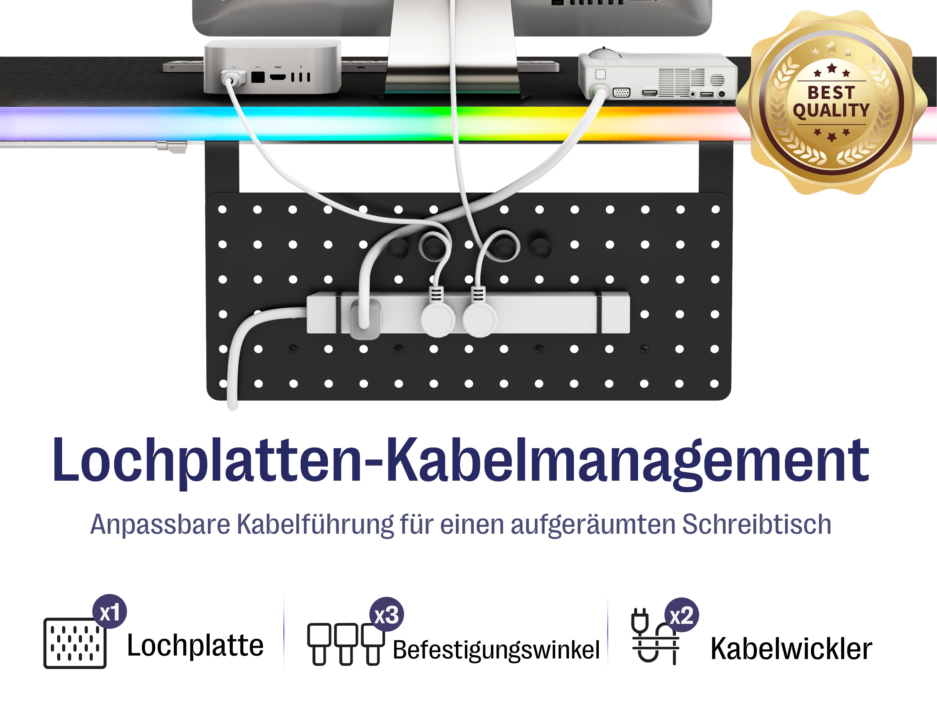 Maidesite Rainbow - Smart höhenverstellbarer Tisch mit RGB-Lichtleiste