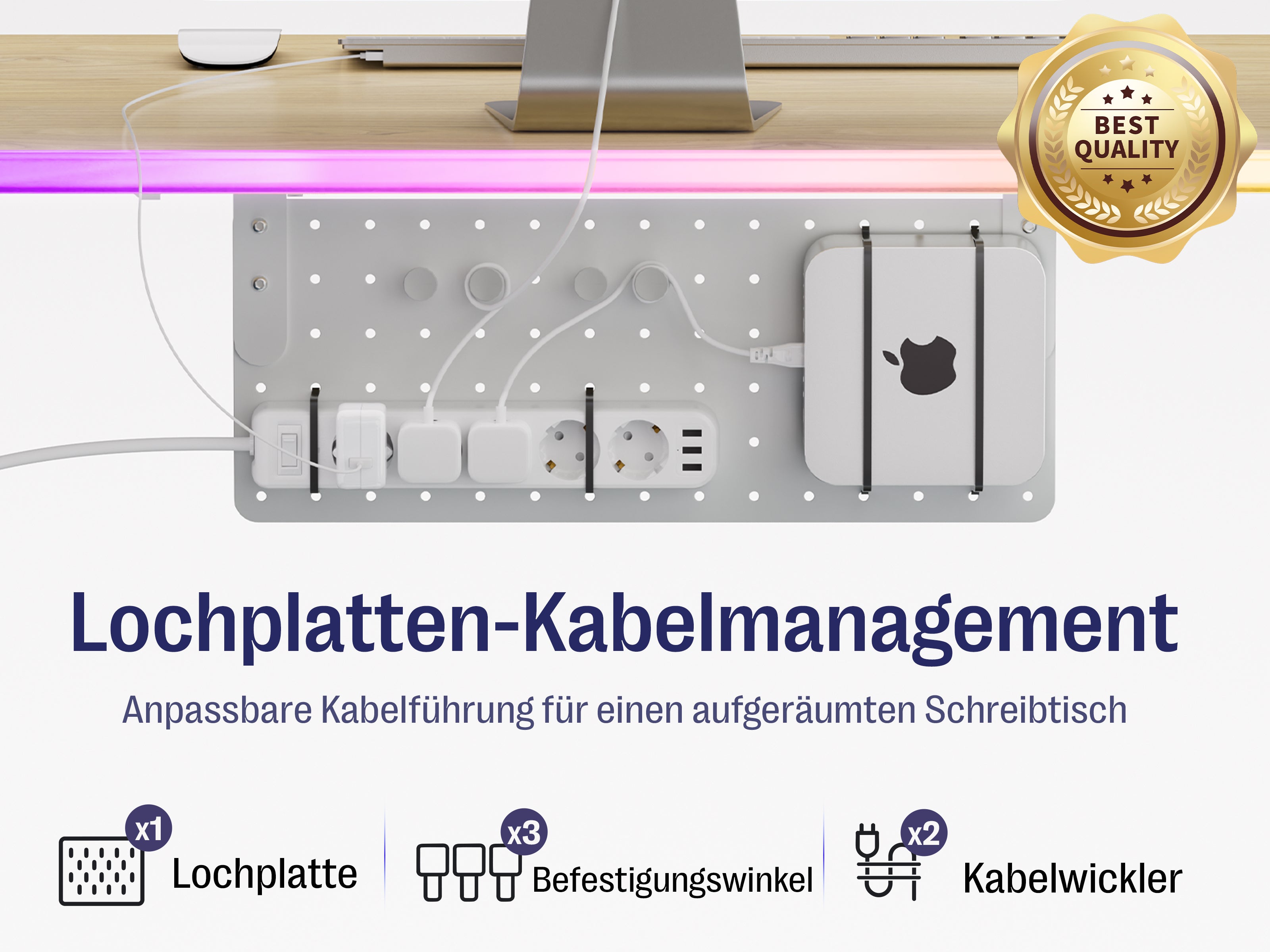 Maidesite Rainbow - Smart höhenverstellbarer Tisch mit RGB-Lichtleiste