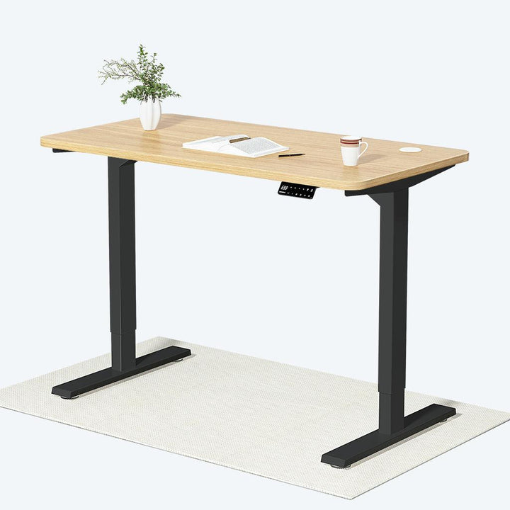 Schwarz+Eiche- Elektrisch Höhenverstellbarer Schreibtisch