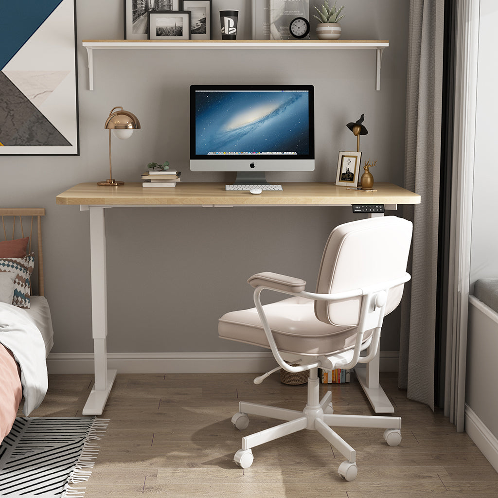 Eiche+Weiß- Elektrisch Höhenverstellbarer Schreibtisch  für das Home Office