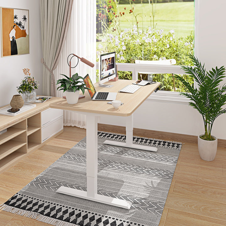 Eiche+Weiß- Elektrisch Höhenverstellbarer Schreibtisch  für das Home Office