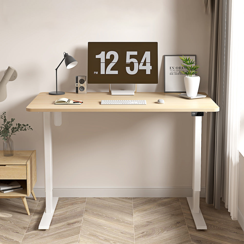 Eiche+Weiß- Elektrisch Höhenverstellbarer Schreibtisch  für das Home Office