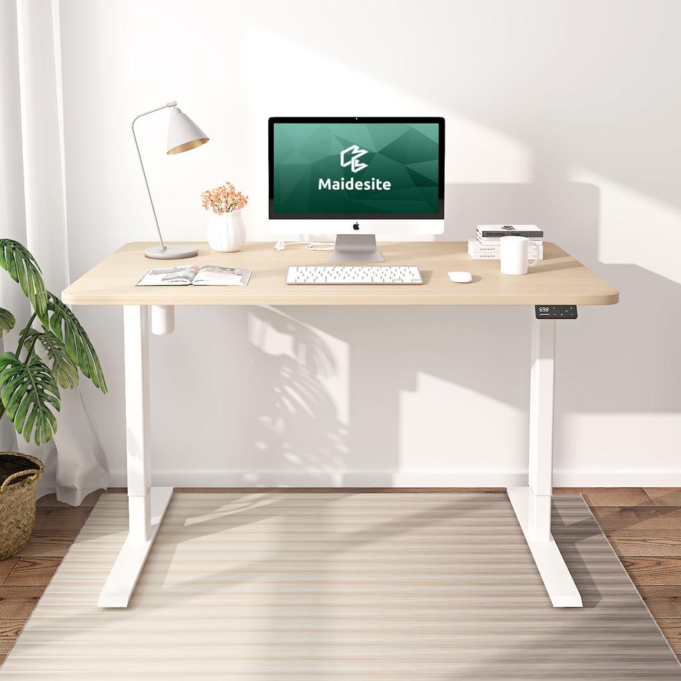 Eiche+Weiß- Elektrisch Höhenverstellbarer Schreibtisch  für das Home Office