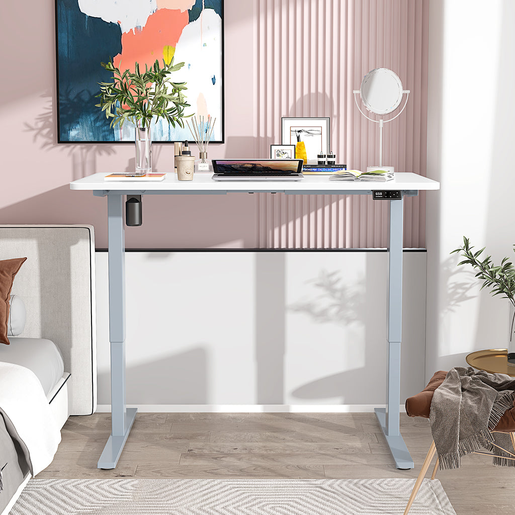 Grau+Weiß- Elektrisch Höhenverstellbarer Schreibtisch  für das Home Office