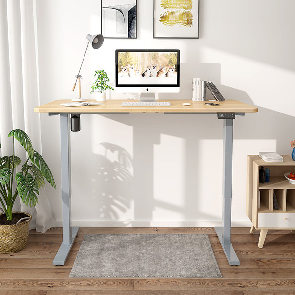 Eiche+Grau- Elektrisch Höhenverstellbarer Schreibtisch  für das Home Office
