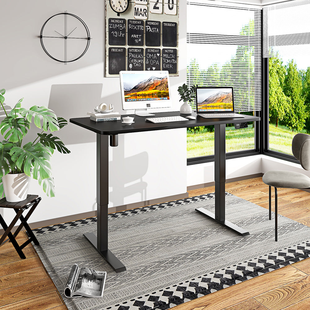 Schwarz+Schwarz- Elektrisch Höhenverstellbarer Schreibtisch  für das Home Office