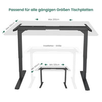 Stehpultrahmen unterstützt 120–200 cm Tischplatte