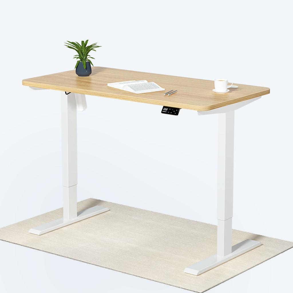 Eiche+Weiß- Elektrisch Höhenverstellbarer Schreibtisch 